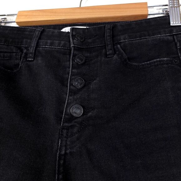 ABERCROMBIE and FITCH High Rise Raw Hem Distressed Super Skinny Jeans Black 25 - Picture 2 of 11